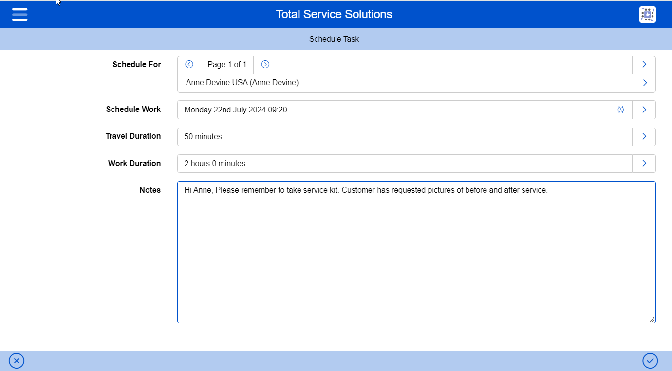 Annes task schedule save