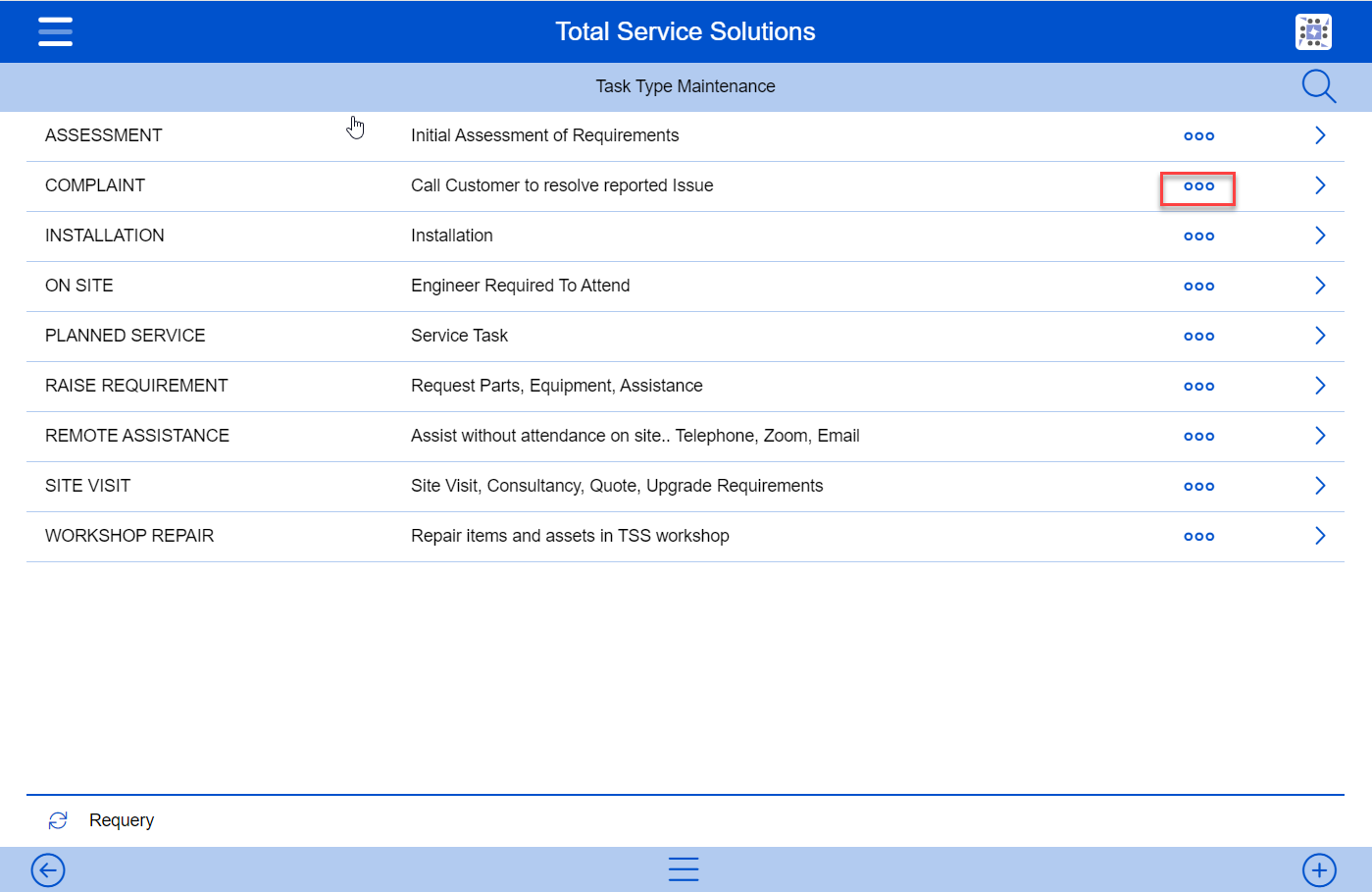 Task Types List