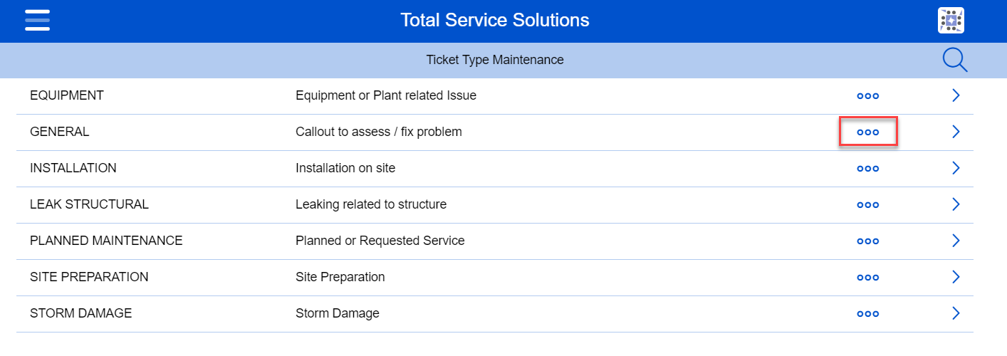 Ticket Types List